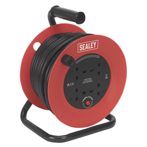 Sealey CR22525 Cable Reel 25m 4 x 230V 2.5mm² Heavy - Duty Thermal Trip - CR22525 - Sealey Tools UK - Trade Counter Direct