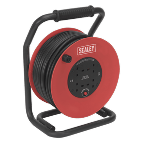 Sealey CR25025 Cable Reel 50m 4 x 230V 2.5mm² Heavy - Duty Thermal Trip - CR25025 - Sealey Tools UK - Trade Counter Direct