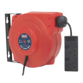 Sealey CRM10 Cable Reel System Retractable 10m 2 x 230V Socket - CRM10 - Sealey Tools UK - Trade Counter Direct