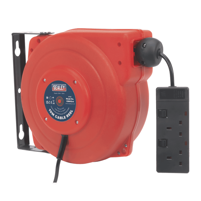 Sealey CRM10 Cable Reel System Retractable 10m 2 x 230V Socket - CRM10 - Sealey Tools UK - Trade Counter Direct