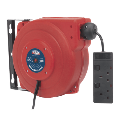 Sealey CRM15 Cable Reel System Retractable 15m 2 x 230V Socket - CRM15 - Sealey Tools UK - Trade Counter Direct