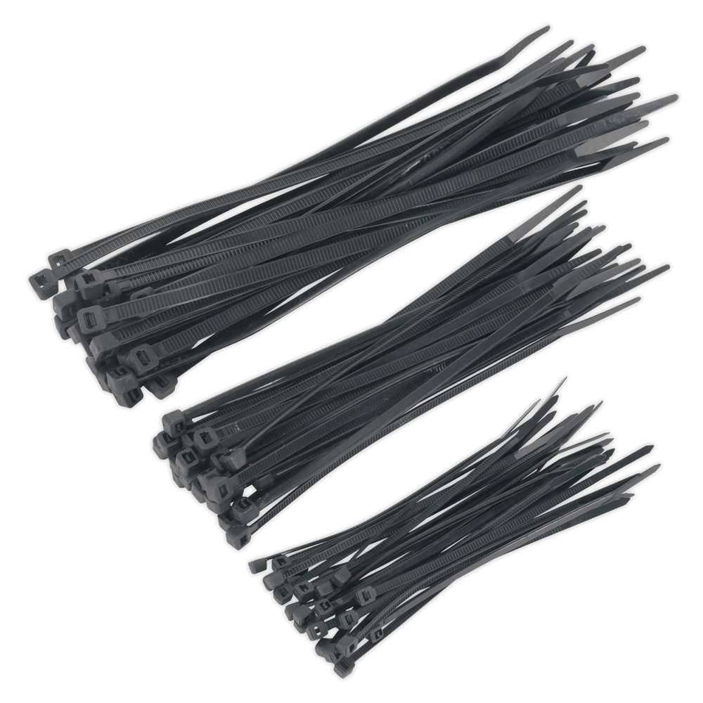 Sealey CT75B Cable Ties Assorted Black Pack of 75 - Wiring Tools - SLY-18930 - Sealey Tools UK - Trade Counter Direct