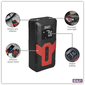 Sealey CTI140 Rechargeable Tyre Inflator & Power Bank with Worklight 12V - CTI140 - Sealey Tools UK - Trade Counter Direct