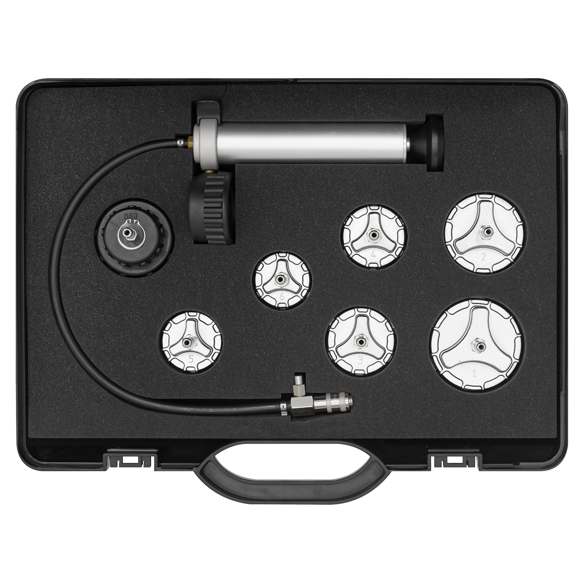 Sealey CV0011 Commercial Cooling System Pressure Test Kit 7pc - CV0011 - Sealey Tools UK - Trade Counter Direct
