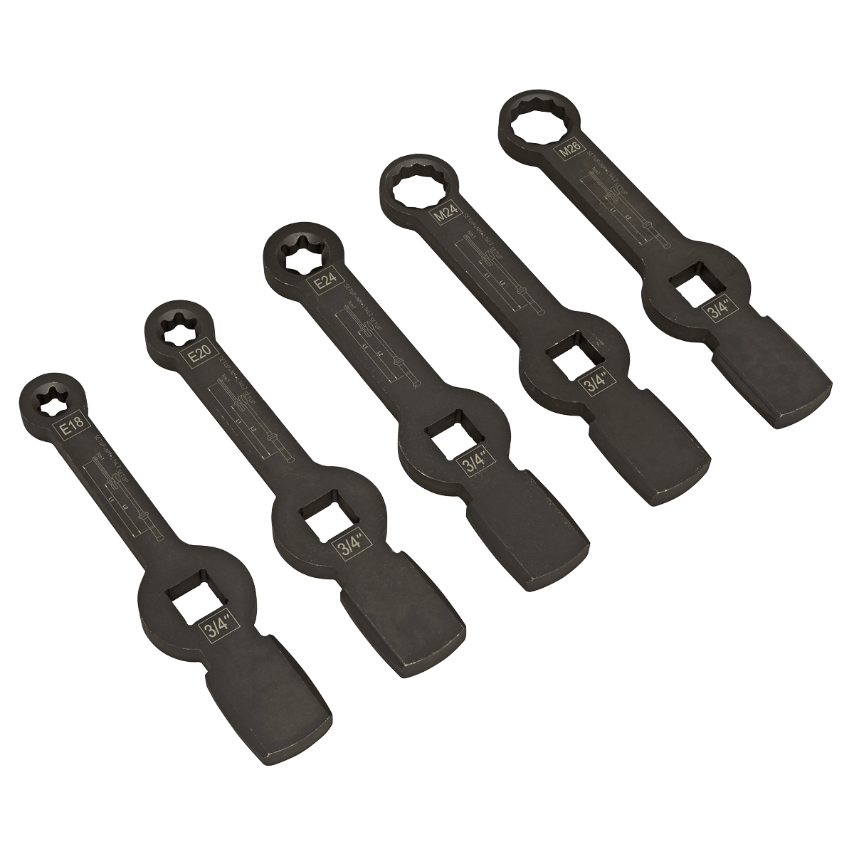 Sealey CV212 Brake Caliper Slogging Wrench Set 5pc - CV212 - Sealey Tools UK - Trade Counter Direct
