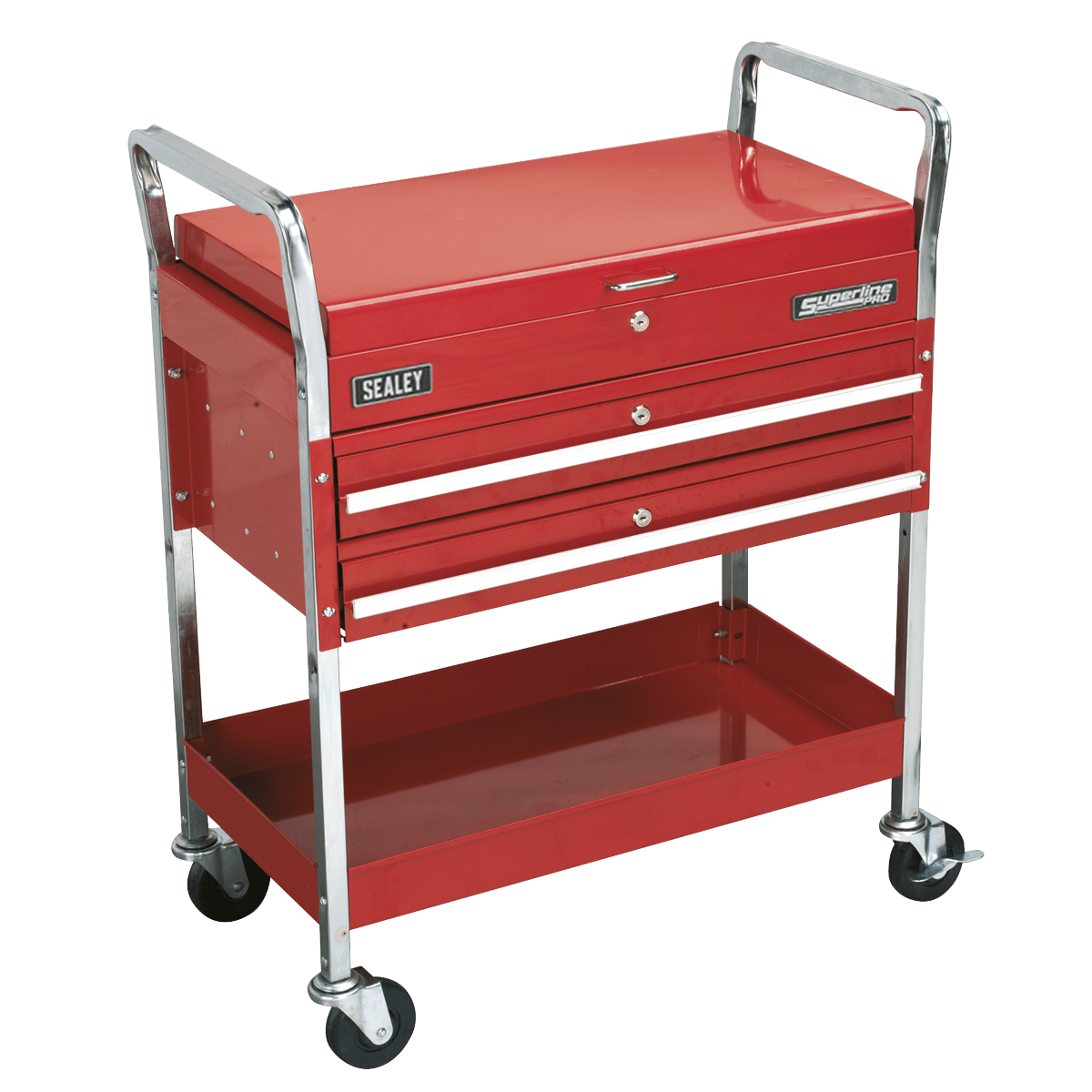 Sealey CX1042D Superline PRO® Heavy-Duty Trolley with Lockable Top & 2 Drawers 2-Level - CX1042D - Sealey Tools UK - Trade Counter Direct