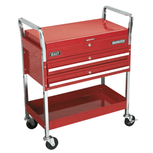 Sealey CX1042D Superline PRO® Heavy-Duty Trolley with Lockable Top & 2 Drawers 2-Level - CX1042D - Sealey Tools UK - Trade Counter Direct