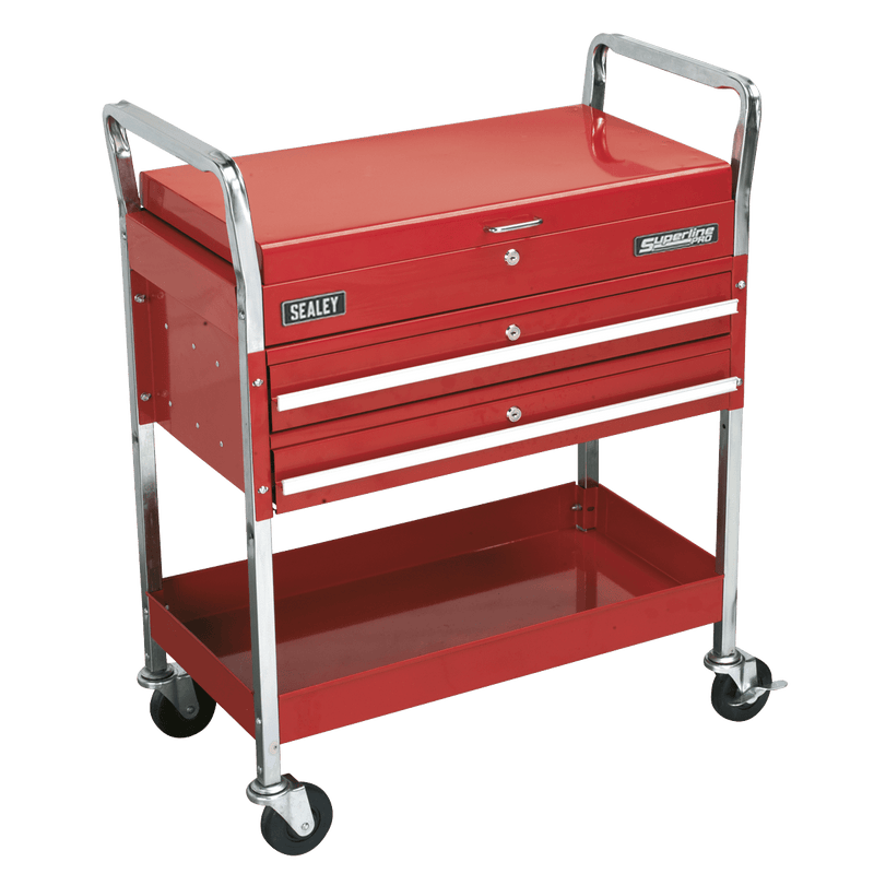 Sealey CX1042D Superline PRO® Heavy-Duty Trolley with Lockable Top & 2 Drawers 2-Level - CX1042D - Sealey Tools UK - Trade Counter Direct