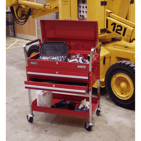Sealey CX1042D Superline PRO® Heavy-Duty Trolley with Lockable Top & 2 Drawers 2-Level - CX1042D - Sealey Tools UK - Trade Counter Direct