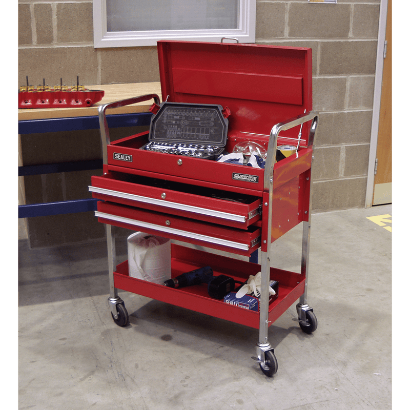Sealey CX1042D Superline PRO® Heavy-Duty Trolley with Lockable Top & 2 Drawers 2-Level - CX1042D - Sealey Tools UK - Trade Counter Direct