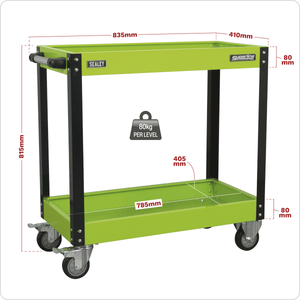 Sealey CX109HV Superline PRO® Heavy-Duty Workshop Trolley 2-Level - Hi-Vis Green - CX109HV - Sealey Tools UK - Trade Counter Direct