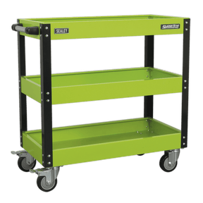 Sealey CX110HV Workshop Trolley 3 - Level Heavy - Duty - Hi - Vis Green - CX110HV - Sealey Tools UK - Trade Counter Direct
