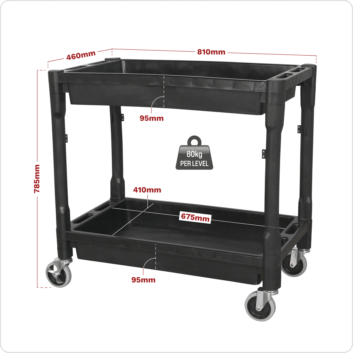 Sealey CX204 Composite Heavy-Duty Trolley 2-Level - CX204 - Sealey Tools UK - Trade Counter Direct