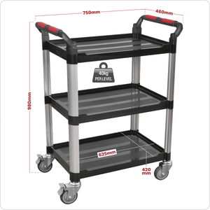 Sealey CX309 Composite Workshop Trolley 3-Level/3 Wall - CX309 - Sealey Tools UK - Trade Counter Direct