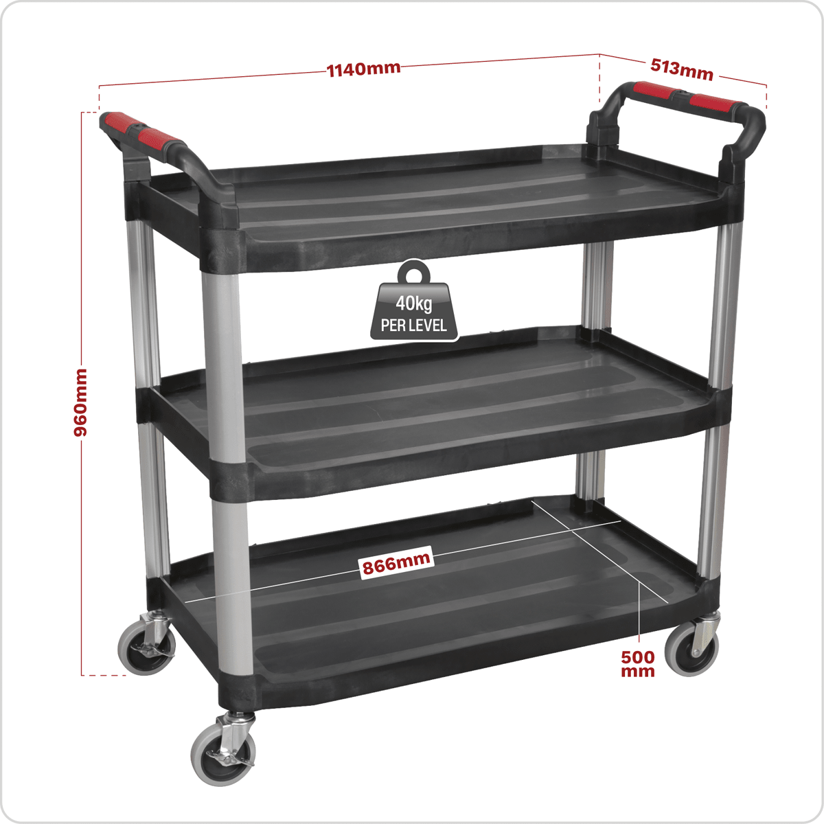 Sealey CX310 Composite Workshop Trolley 3-Level/3 Wall - CX310 - Sealey Tools UK - Trade Counter Direct
