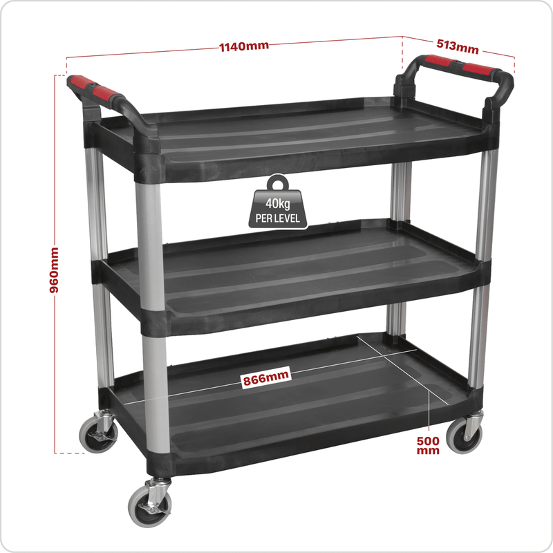 Sealey CX310 Composite Workshop Trolley 3-Level/3 Wall - CX310 - Sealey Tools UK - Trade Counter Direct
