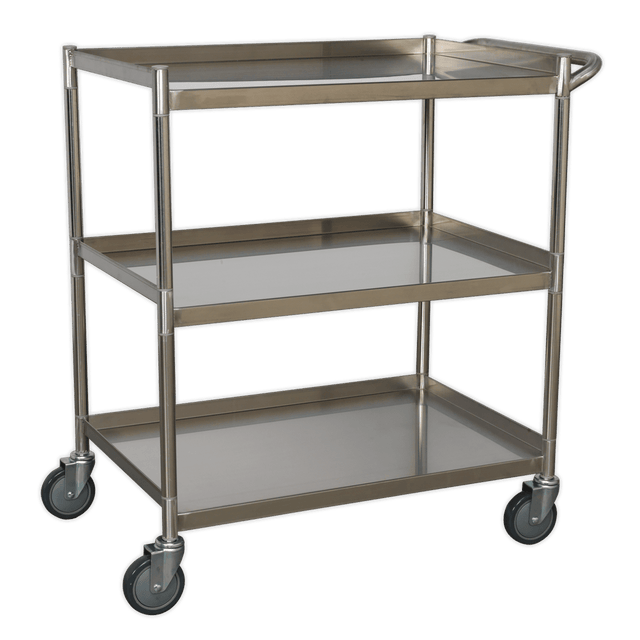 Sealey CX410SS Premier™ Stainless Steel Workshop Trolley 3-Level - CX410SS - Sealey Tools UK - Trade Counter Direct