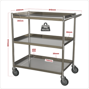 Sealey CX410SS Premier™ Stainless Steel Workshop Trolley 3-Level - CX410SS - Sealey Tools UK - Trade Counter Direct