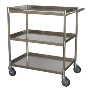Sealey CX410SS Premier™ Stainless Steel Workshop Trolley 3-Level - CX410SS - Sealey Tools UK - Trade Counter Direct