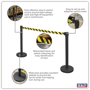 Sealey EV23 Retractable Safety Belt Barrier Post - Set of 2 - EV23 - Sealey Tools UK - Trade Counter Direct