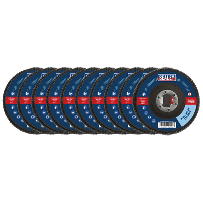Sealey FD11512010 115mm Zirconium Flap Discs 120Grit 22mm Bore - Pack of 10 - FD11512010 - Sealey Tools UK - Trade Counter Direct
