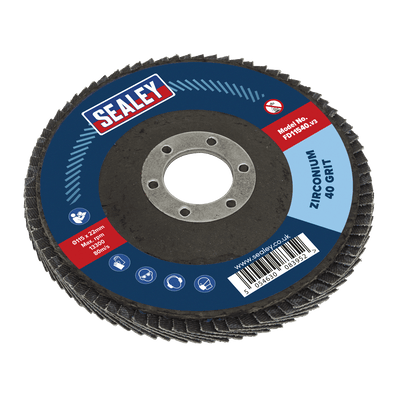Sealey FD11540 115mm Zirconium Flap Disc 40Grit 22mm Bore - FD11540 - Sealey Tools UK - Trade Counter Direct