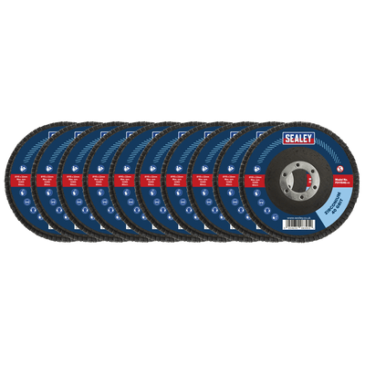 Sealey FD1154010 115mm Zirconium Flap Discs 40Grit 22mm Bore - Pack of 10 - FD1154010 - Sealey Tools UK - Trade Counter Direct
