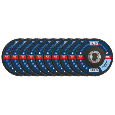 Sealey FD1156010 115mm Zirconium Flap Discs 60Grit 22mm Bore - Pack of 10 - FD1156010 - Sealey Tools UK - Trade Counter Direct
