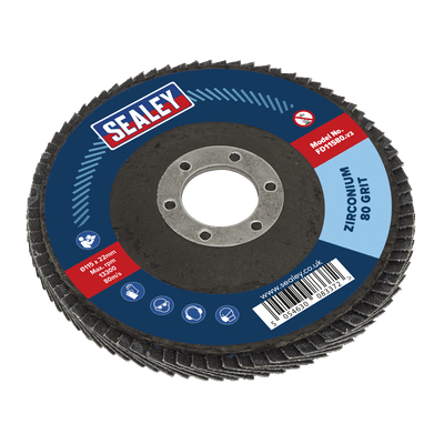 Sealey FD11580 115mm Zirconium Flap Disc 80Grit 22mm Bore - FD11580 - Sealey Tools UK - Trade Counter Direct