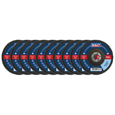 Sealey FD115MIX Assorted Grit Flap Discs Zirconium Ø115mm Ø22mm Bore - Pack of 10 - FD115MIX - Sealey Tools UK - Trade Counter Direct