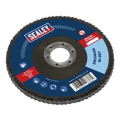 Sealey FD12580 125mm Zirconium Flap Disc 80Grit 22mm Bore - FD12580 - Sealey Tools UK - Trade Counter Direct