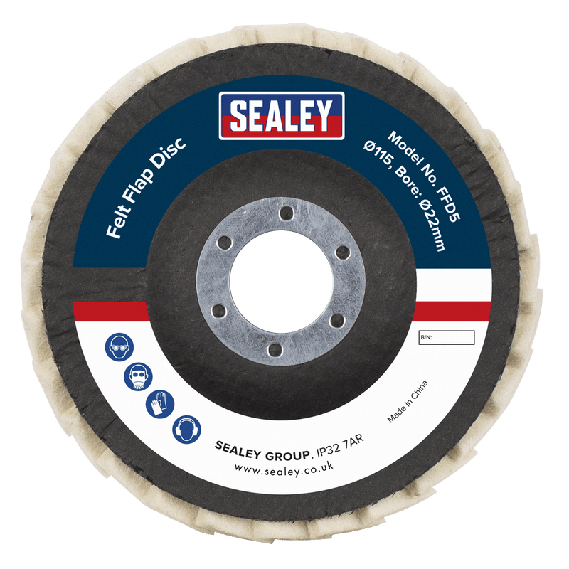 Sealey FFD5 Felt Flap Disc Ø115mm Ø22mm Bore - Pack of 5 - FFD5 - Sealey Tools UK - Trade Counter Direct