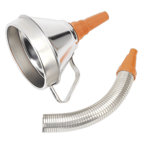 Sealey FM16F Funnel Metal with Flexible Spout & Filter Ø160mm - FM16F - Sealey Tools UK - Trade Counter Direct