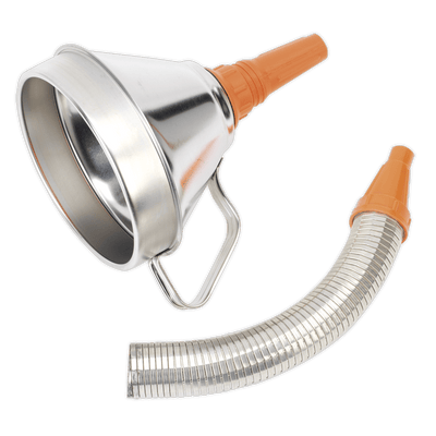 Sealey FM16F Funnel Metal with Flexible Spout & Filter Ø160mm - FM16F - Sealey Tools UK - Trade Counter Direct