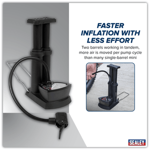 Sealey FP7 Mini Twin Barrel Bicycle Foot Pump - FP7 - Sealey Tools UK - Trade Counter Direct