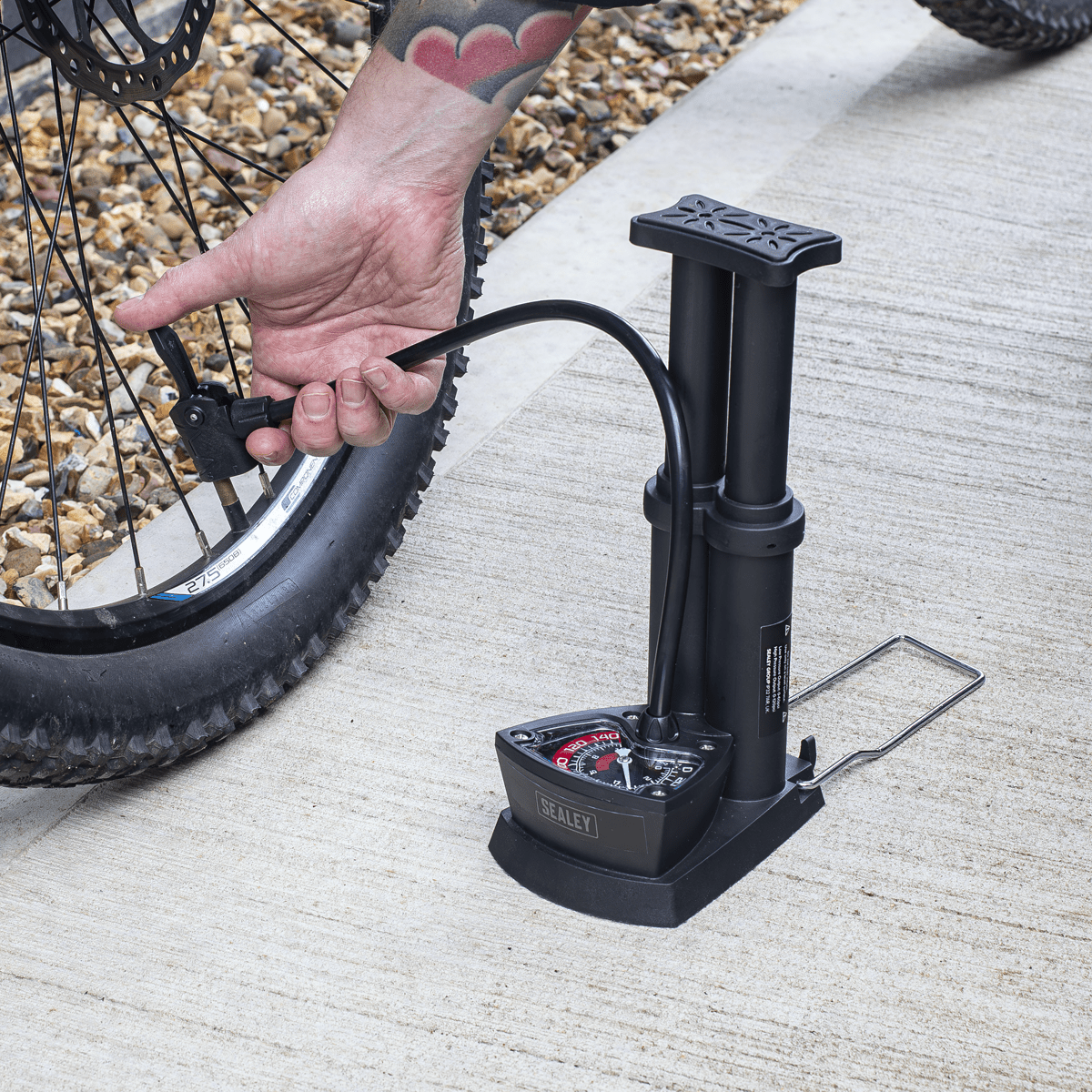 Sealey FP7 Mini Twin Barrel Bicycle Foot Pump - FP7 - Sealey Tools UK - Trade Counter Direct
