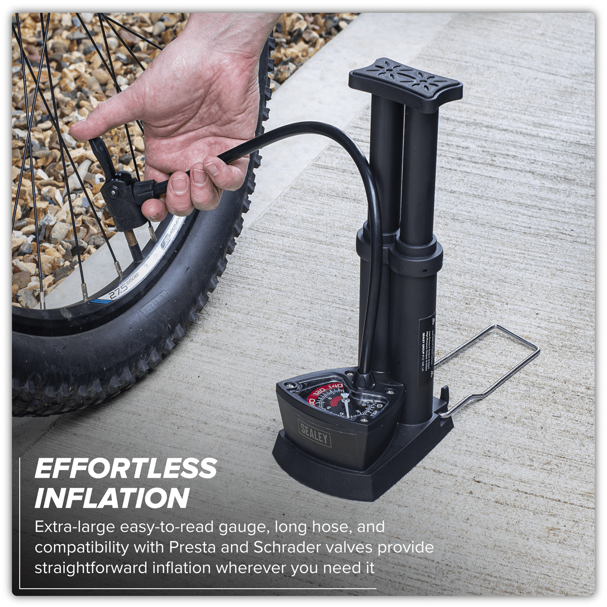 Sealey FP7 Mini Twin Barrel Bicycle Foot Pump - FP7 - Sealey Tools UK - Trade Counter Direct
