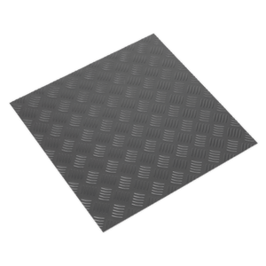 Sealey FT1S Vinyl Floor Tile with Peel & Stick Backing Silver Treadplate - Pack of 16 - FT1S - Sealey Tools UK - Trade Counter Direct
