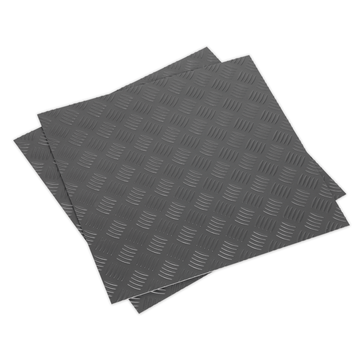 Sealey FT1S Vinyl Floor Tile with Peel & Stick Backing Silver Treadplate - Pack of 16 - FT1S - Sealey Tools UK - Trade Counter Direct