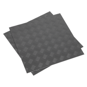 Sealey FT1S Vinyl Floor Tile with Peel & Stick Backing Silver Treadplate - Pack of 16 - FT1S - Sealey Tools UK - Trade Counter Direct