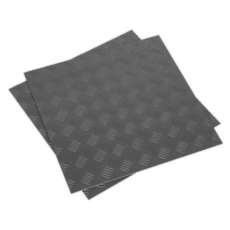 Sealey FT1S Vinyl Floor Tile with Peel & Stick Backing Silver Treadplate - Pack of 16 - FT1S - Sealey Tools UK - Trade Counter Direct
