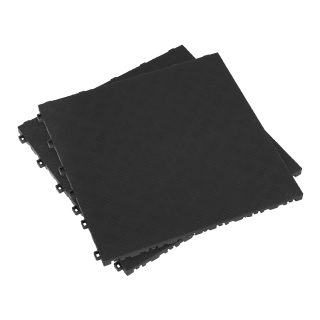 Sealey FT3B Polypropylene Floor Tile 400 x 400mm - Black Treadplate - Pack of 9 - FT3B - Sealey Tools UK - Trade Counter Direct