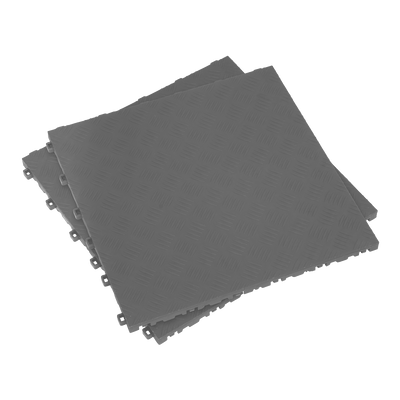 Sealey FT3G Polypropylene Floor Tile 400 x 400mm - Grey Treadplate - Pack of 9 - FT3G - Sealey Tools UK - Trade Counter Direct