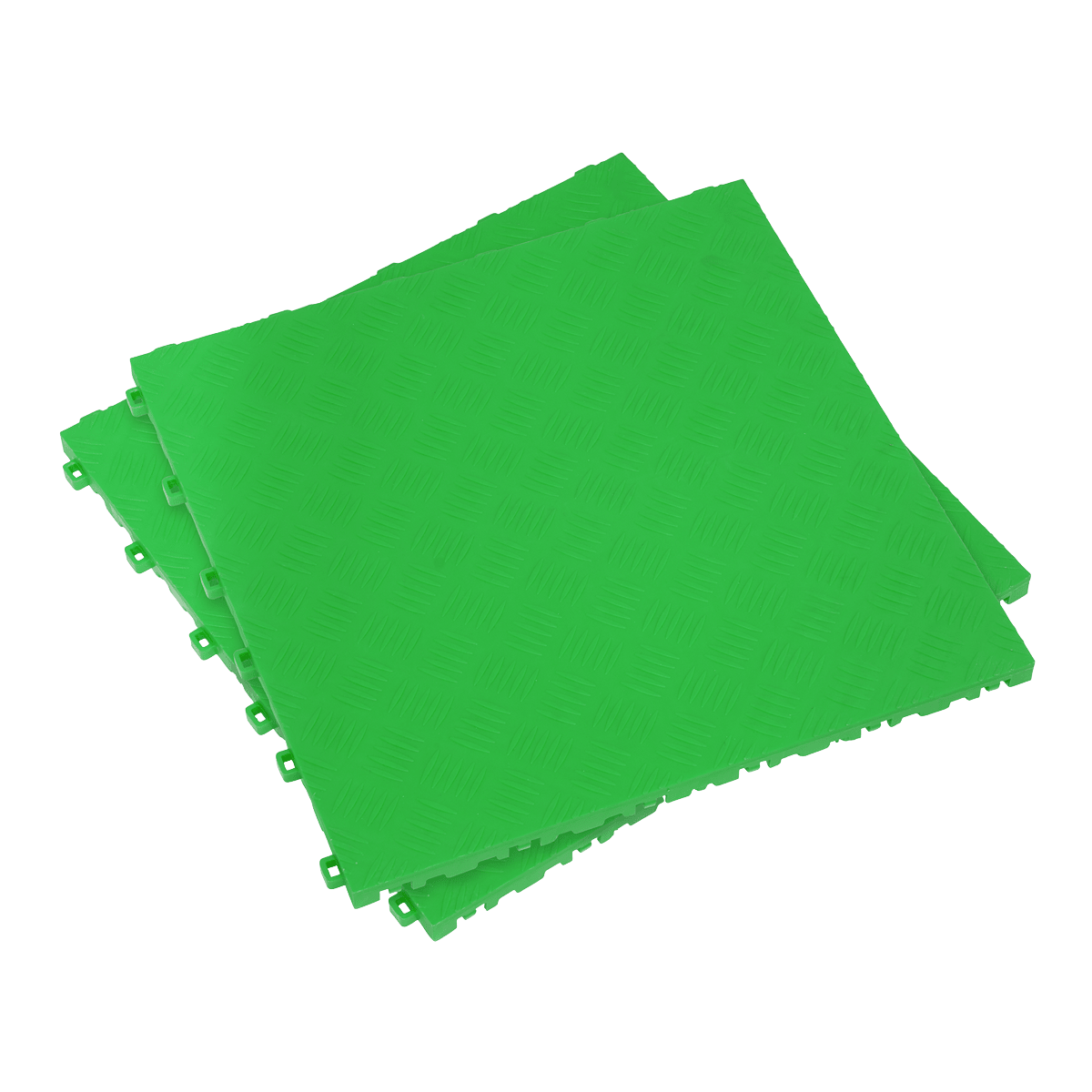 Sealey FT3GR Polypropylene Floor Tile - Green Treadplate 400 x 400mm - Pack of 9 - FT3GR - Sealey Tools UK - Trade Counter Direct