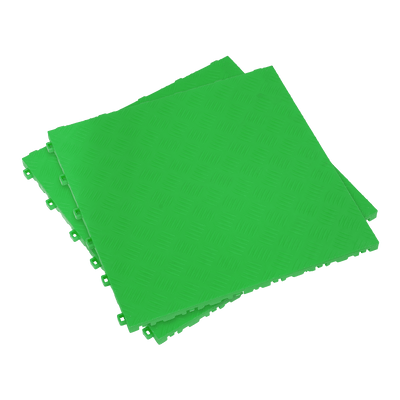 Sealey FT3GR Polypropylene Floor Tile - Green Treadplate 400 x 400mm - Pack of 9 - FT3GR - Sealey Tools UK - Trade Counter Direct