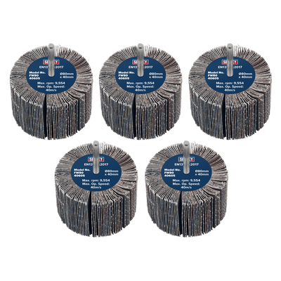 Sealey FW8040605 80 x 40mm Abrasive Flap Wheel 6mm Shaft 60Grit - Pack of 5 - FW8040605 - Sealey Tools UK - Trade Counter Direct