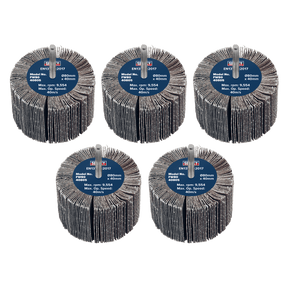Sealey FW8040805 80 x 40mm Abrasive Flap Wheel 6mm Shaft 80Grit - Pack of 5 - FW8040805 - Sealey Tools UK - Trade Counter Direct