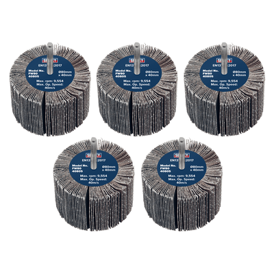 Sealey FW8040805 80 x 40mm Abrasive Flap Wheel 6mm Shaft 80Grit - Pack of 5 - FW8040805 - Sealey Tools UK - Trade Counter Direct