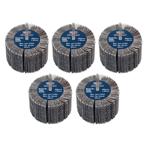 Sealey FW8040ASS 80 x 40mm Abrasive Flap Wheel 6mm Shaft Assorted Grit - Pack of 5 - FW8040ASS - Sealey Tools UK - Trade Counter Direct