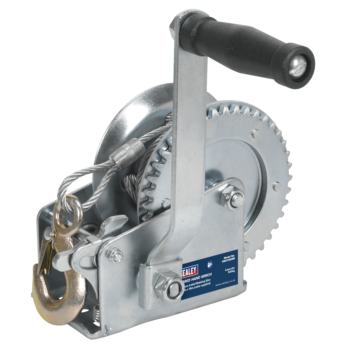 Sealey GWC1200M Geared Hand Winch 540kg Capacity with Cable - GWC1200M - Sealey Tools UK - Trade Counter Direct